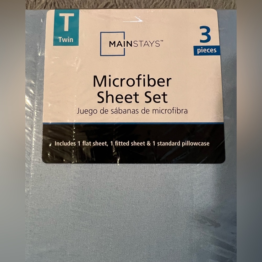 Mainstay- Twin ,Light blue,  Microfiber sheet set (3pieces)